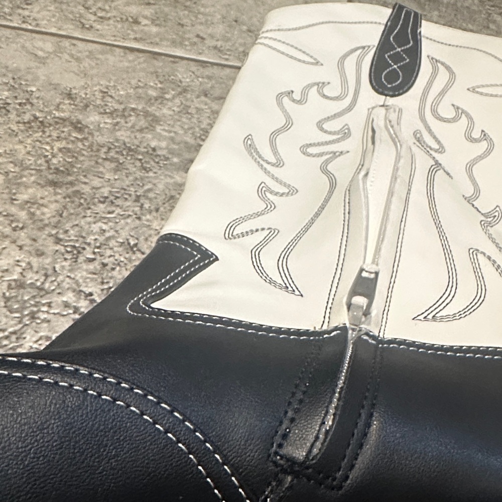 INC International Concepts Black and Cream Heeled Boots - Picture 5 of 5